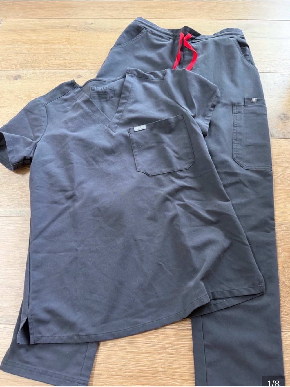 FIGS Black V-Neck Scrub Top and Pants Set